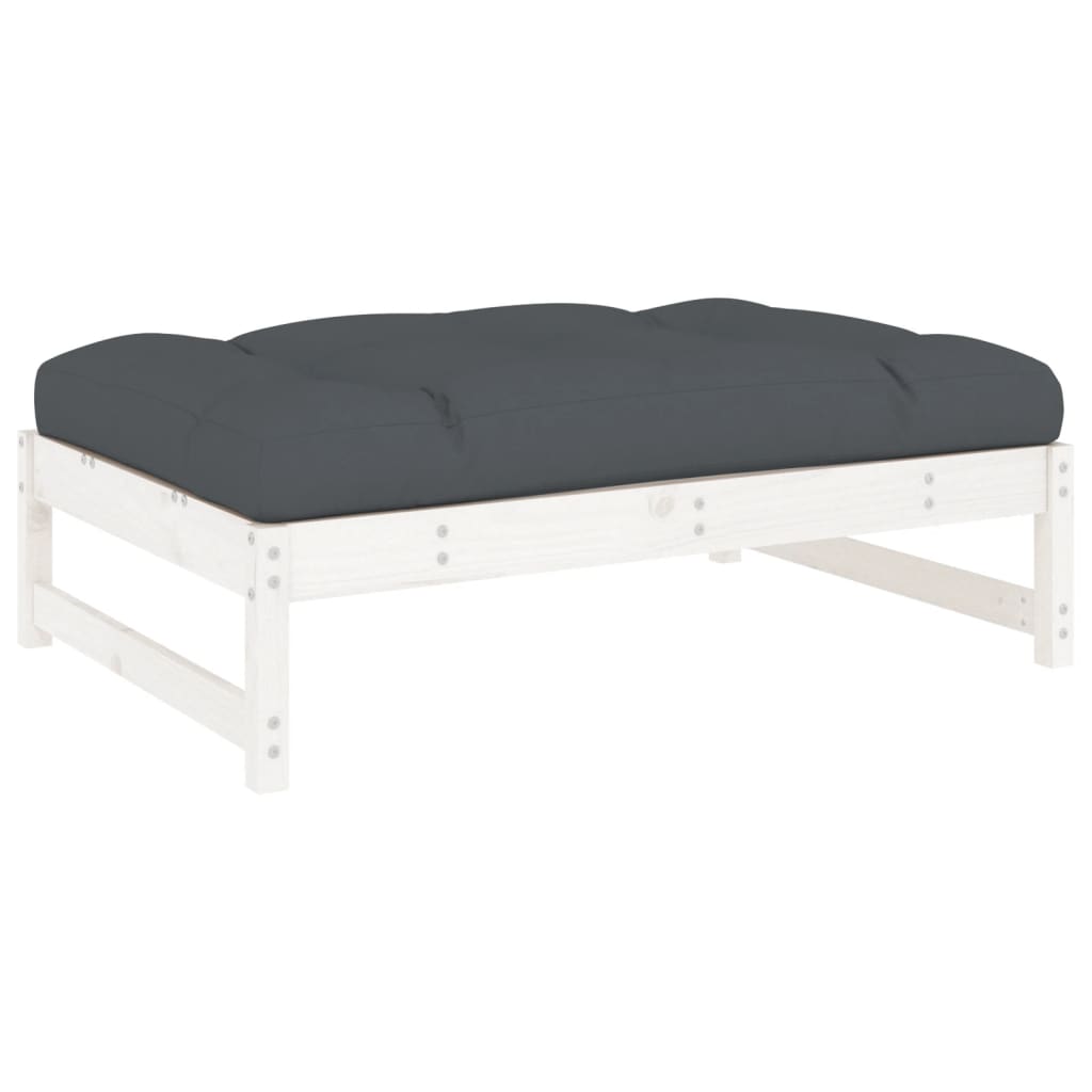 Garden Footstool White 120x80 cm Solid Wood Pine - OLBRIT