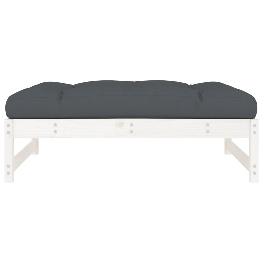 Garden Footstool White 120x80 cm Solid Wood Pine - OLBRIT