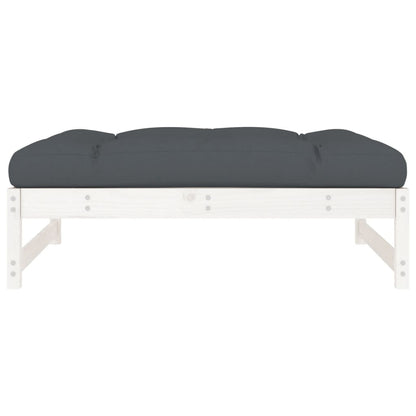 Garden Footstool White 120x80 cm Solid Wood Pine - OLBRIT