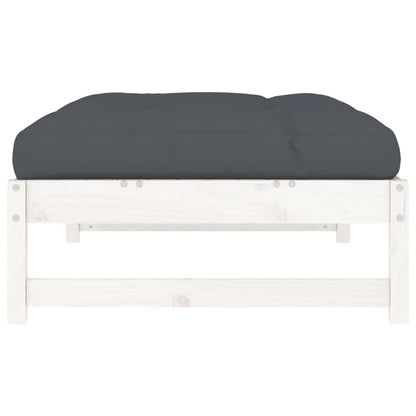 Garden Footstool White 120x80 cm Solid Wood Pine - OLBRIT