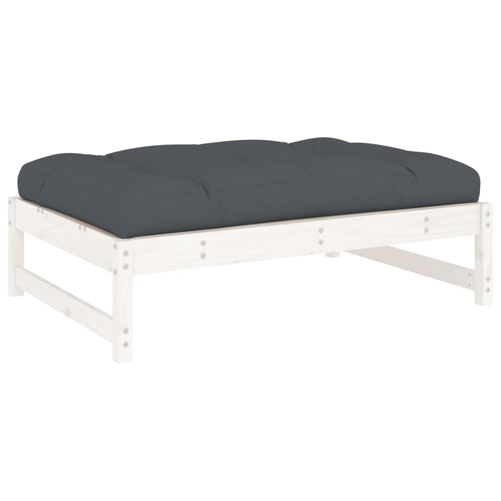 Garden Footstool White 120x80 cm Solid Wood Pine - OLBRIT