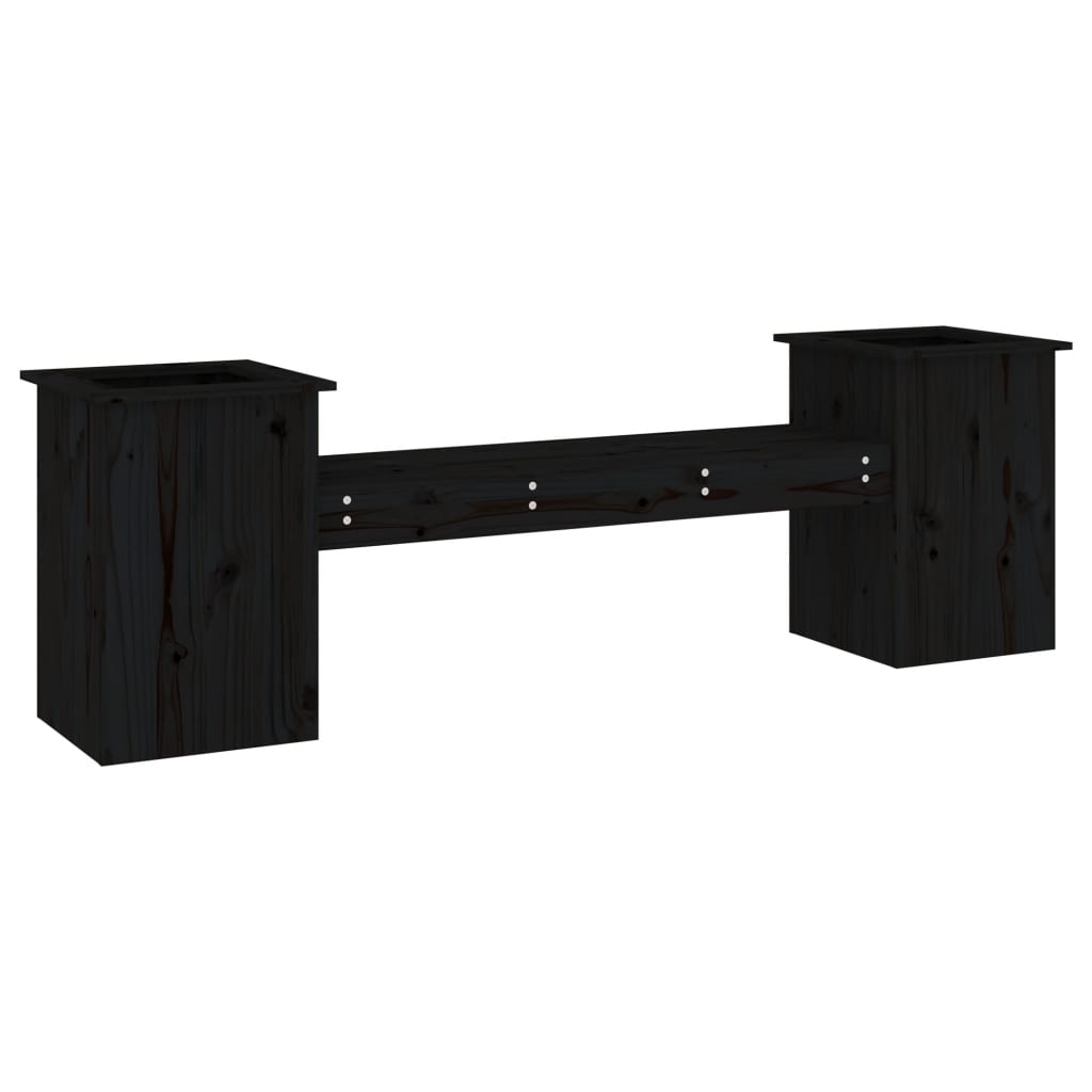 Planter Bench Black 184.5x39.5x56.5 cm Solid Wood Pine - OLBRIT