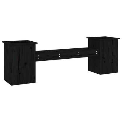 Planter Bench Black 184.5x39.5x56.5 cm Solid Wood Pine - OLBRIT