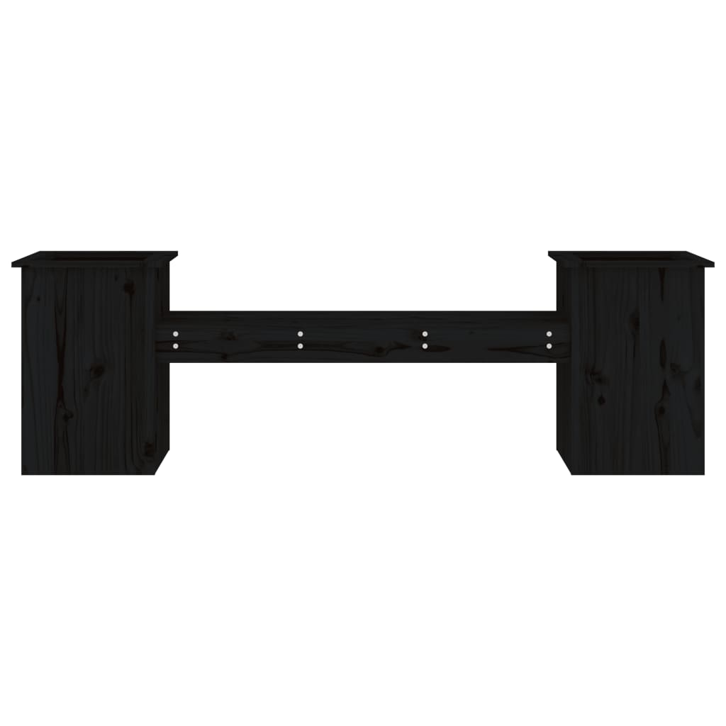Planter Bench Black 184.5x39.5x56.5 cm Solid Wood Pine - OLBRIT