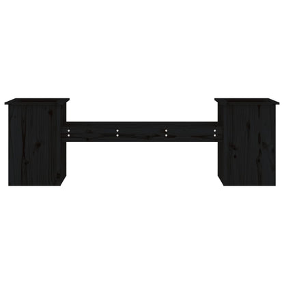Planter Bench Black 184.5x39.5x56.5 cm Solid Wood Pine - OLBRIT