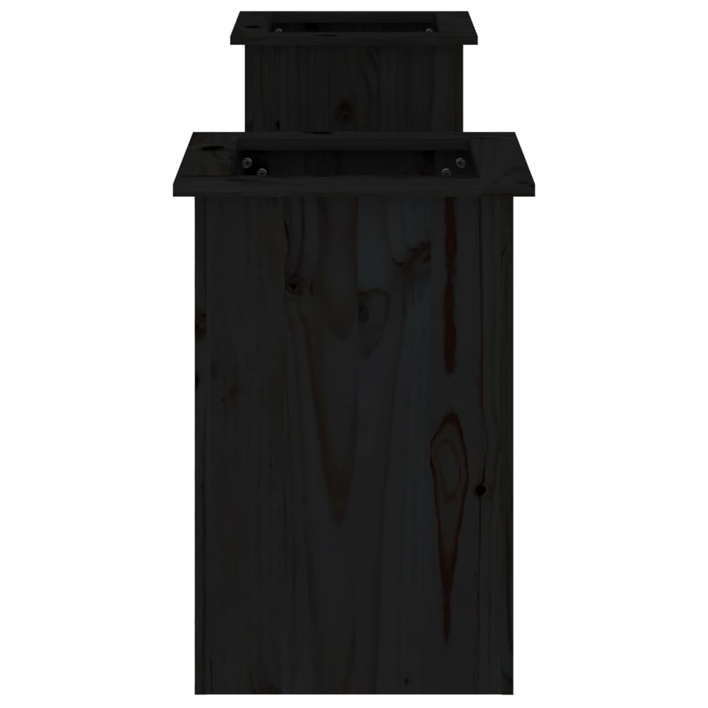 Planter Bench Black 184.5x39.5x56.5 cm Solid Wood Pine - OLBRIT