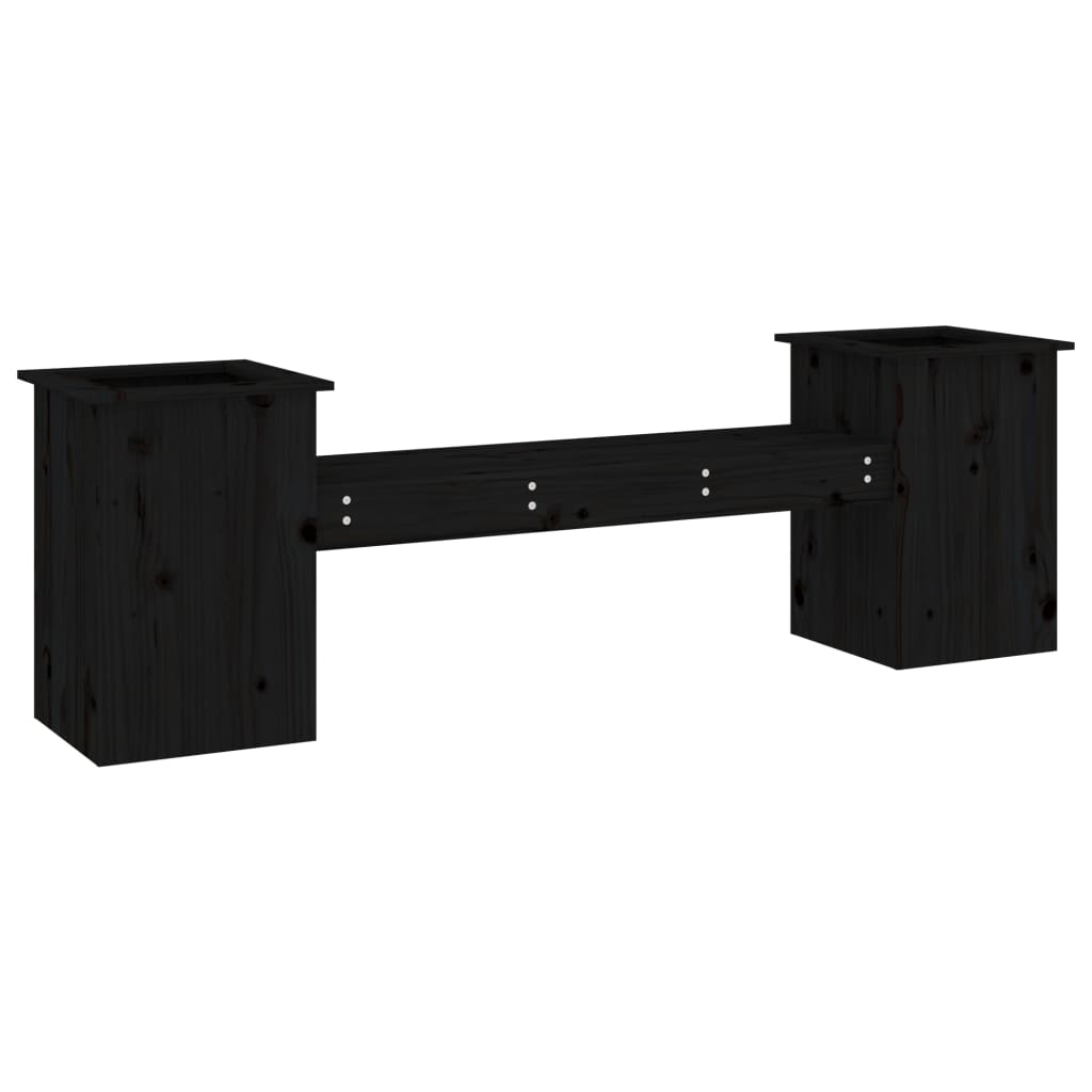Planter Bench Black 184.5x39.5x56.5 cm Solid Wood Pine - OLBRIT