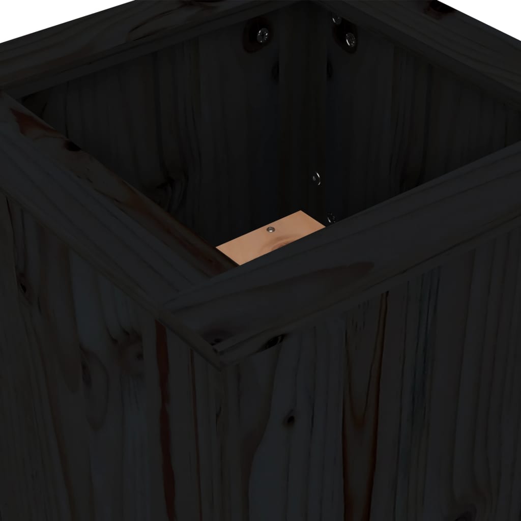 Planter Bench Black 184.5x39.5x56.5 cm Solid Wood Pine - OLBRIT