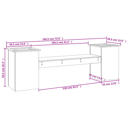 Planter Bench Black 184.5x39.5x56.5 cm Solid Wood Pine - OLBRIT