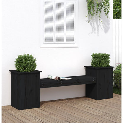 Planter Bench Black 184.5x39.5x56.5 cm Solid Wood Pine - OLBRIT