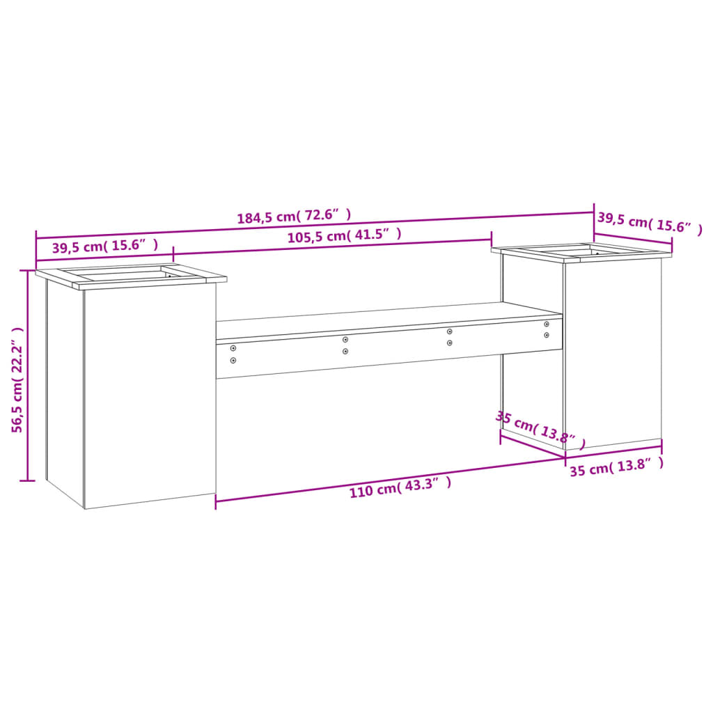 Planter Bench 184.5x39.5x56.5 cm Solid Wood Douglas - OLBRIT