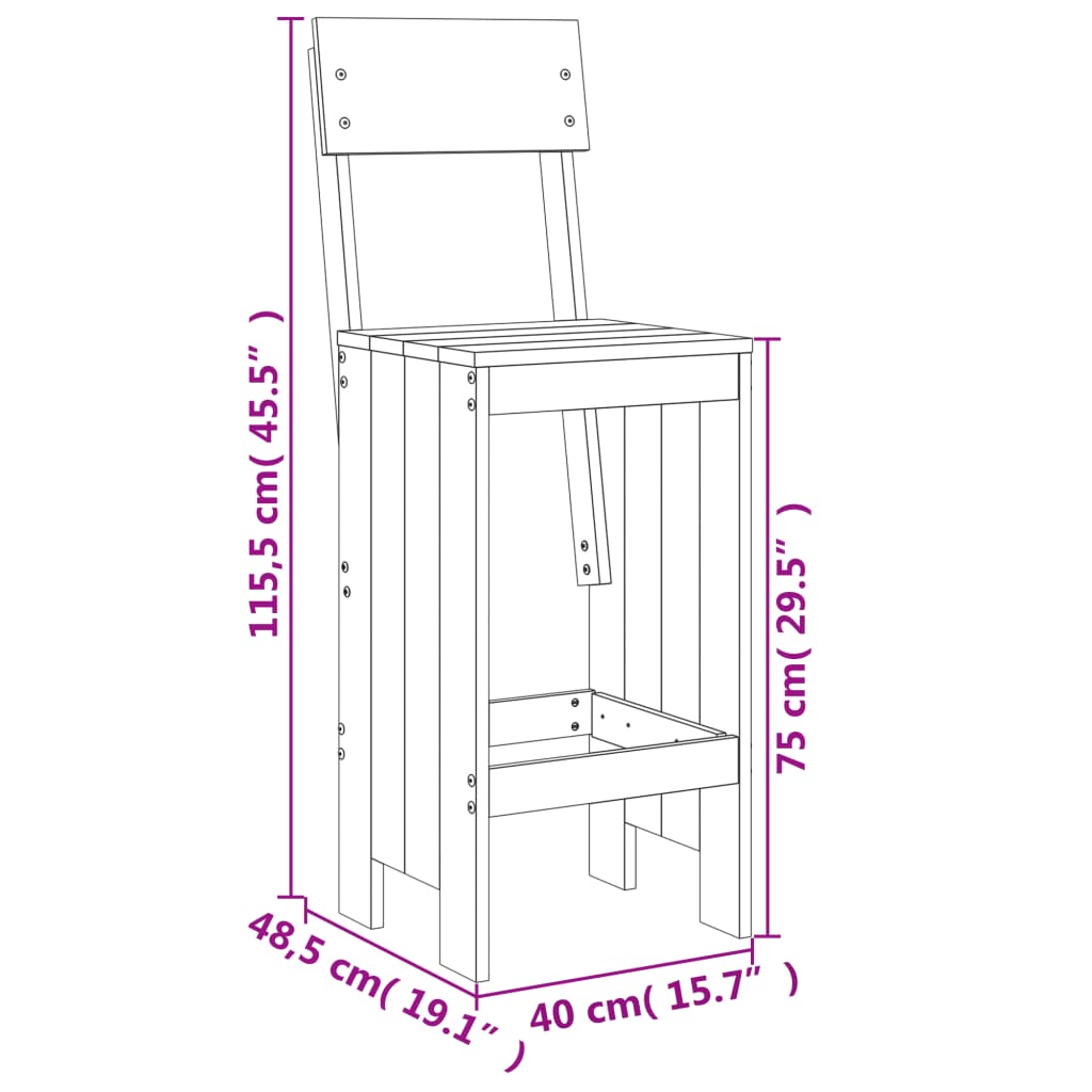 Bar Stools 2 pcs 40x48.5x115.5 cm Solid Wood Douglas - OLBRIT