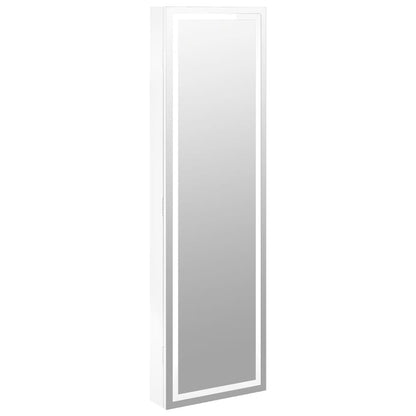 Mirror Jewellery Cabinet with LED Lights Wall Mounted White - OLBRIT