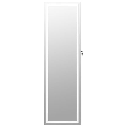 Mirror Jewellery Cabinet with LED Lights Wall Mounted White - OLBRIT