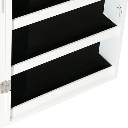 Mirror Jewellery Cabinet with LED Lights Wall Mounted White - OLBRIT