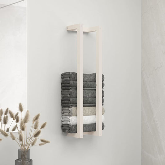 Towel Rack White 23x18x90 cm Solid Wood Pine - OLBRIT