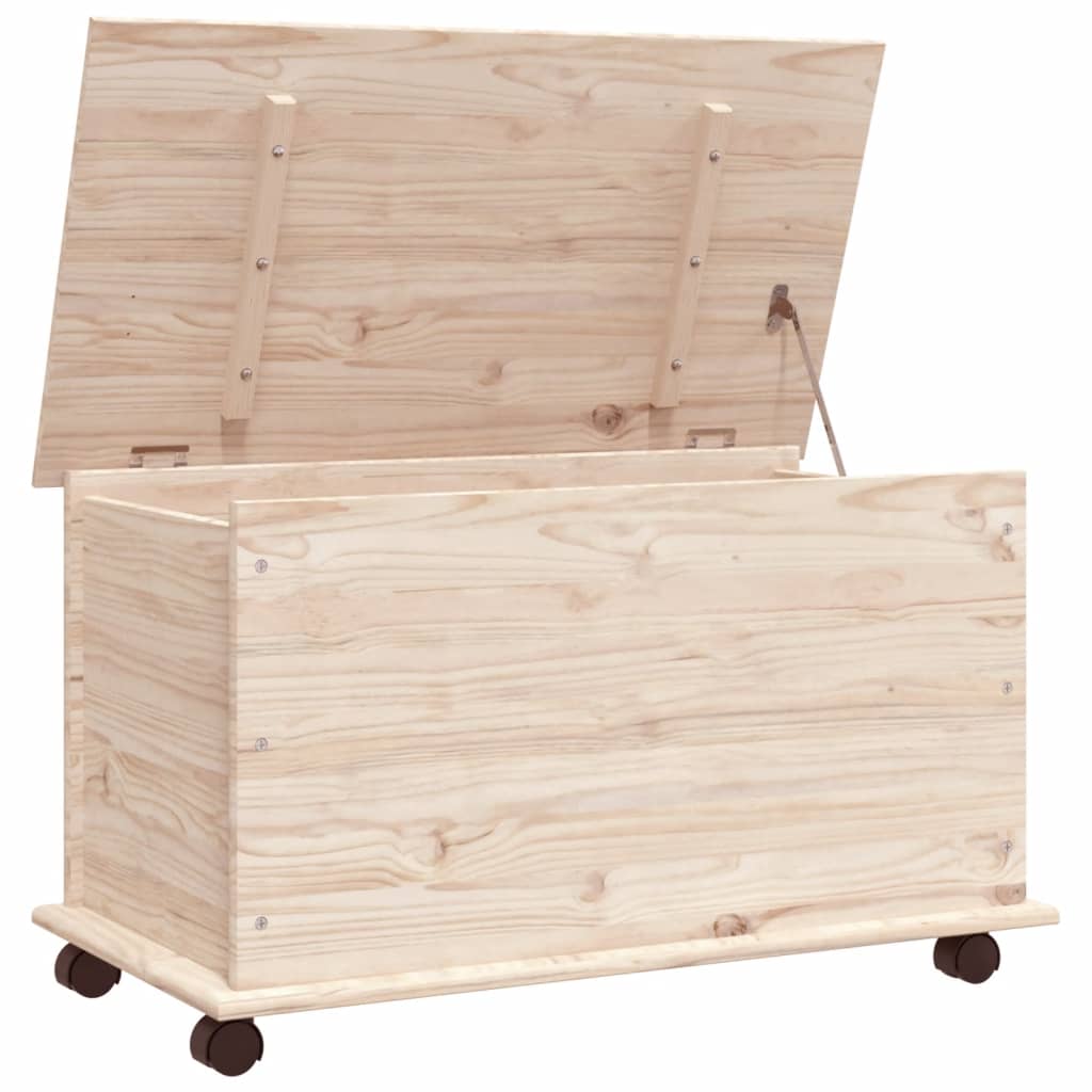 Storage Chest with Wheels ALTA 73x39.5x44 cm Solid Wood Pine - OLBRIT