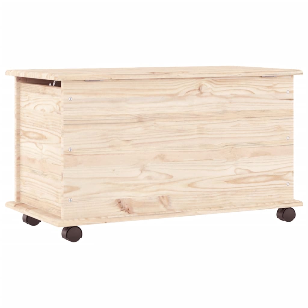 Storage Chest with Wheels ALTA 73x39.5x44 cm Solid Wood Pine - OLBRIT