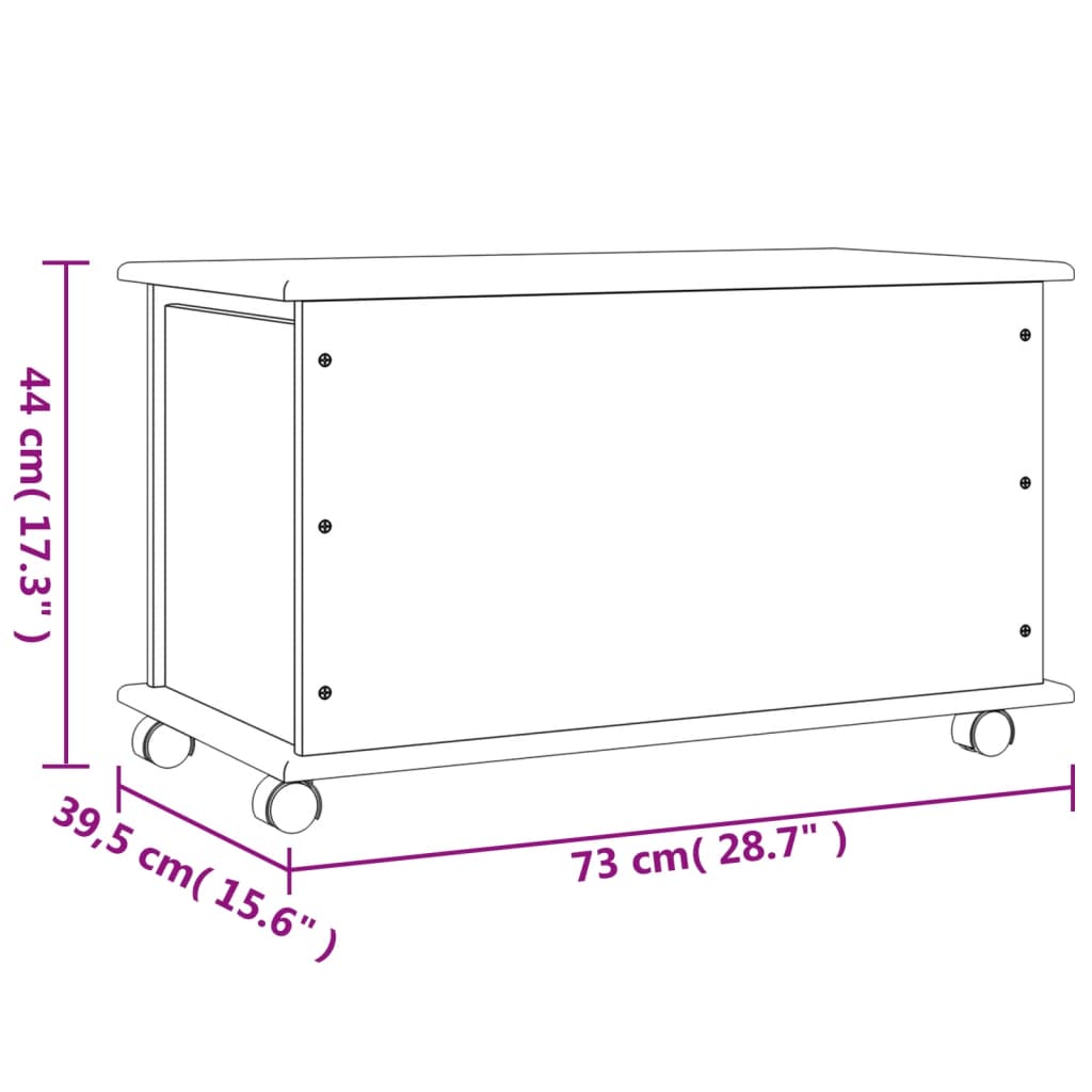 Storage Chest with Wheels ALTA 73x39.5x44 cm Solid Wood Pine - OLBRIT