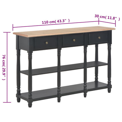 Console Table Black 110x30x76cm Engineered Wood - OLBRIT