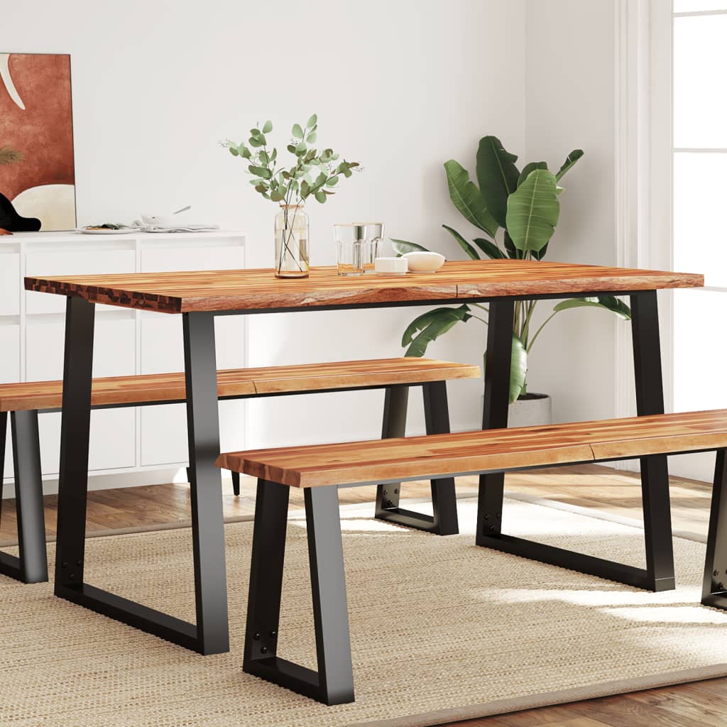 Dining Table with Live Edge 140x80x75 cm Solid Wood Acacia - OLBRIT
