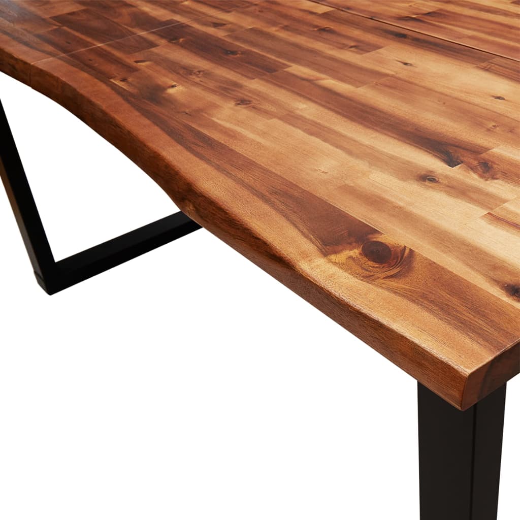 Dining Table with Live Edge 160x80x75 cm Solid Wood Acacia - OLBRIT