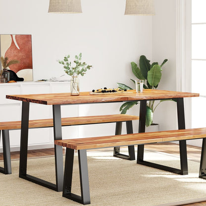 Dining Table with Live Edge 160x80x75 cm Solid Wood Acacia - OLBRIT