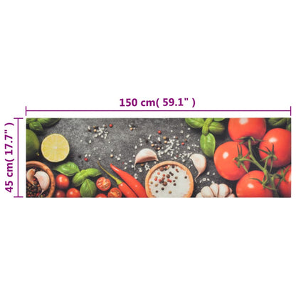 Kitchen Rug Washable Vegetables 45x150 cm Velvet - OLBRIT