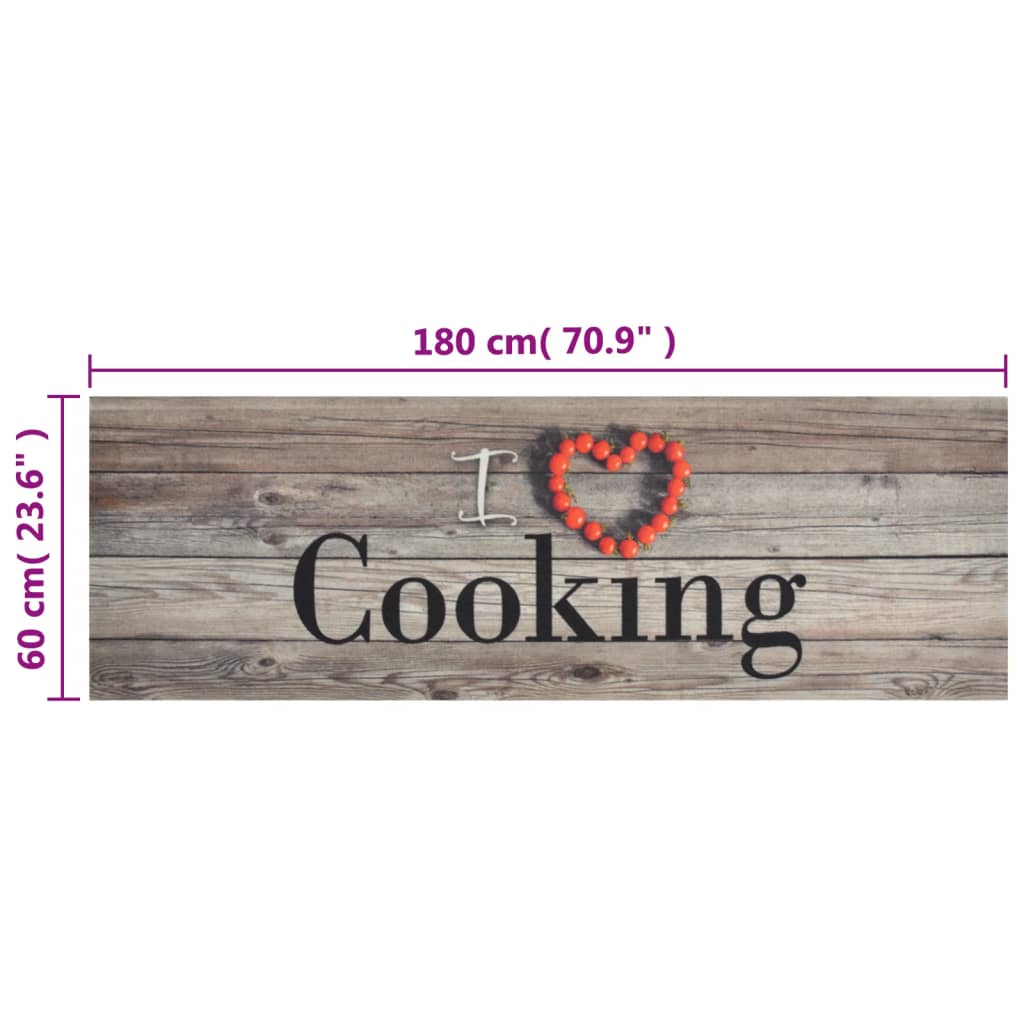 Kitchen Rug Washable Cooking Grey 60x180 cm Velvet - OLBRIT