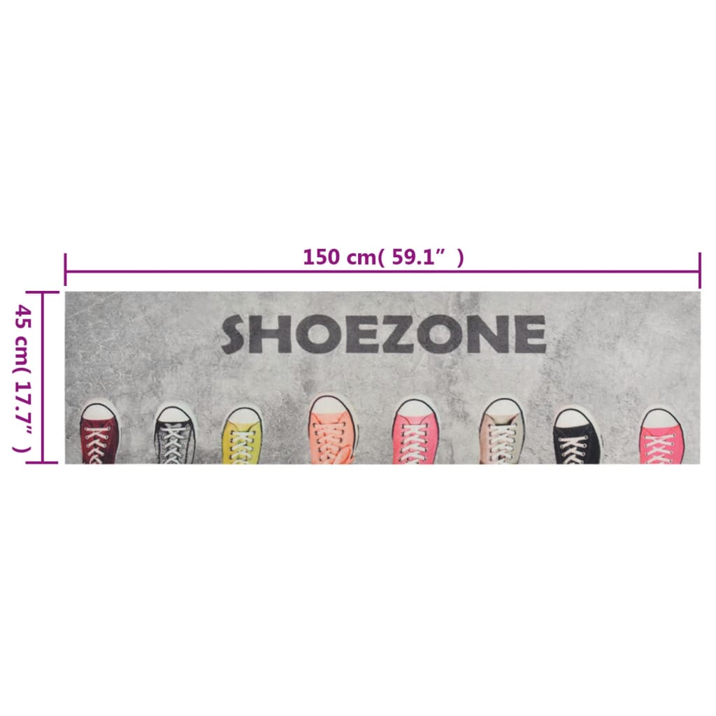 Kitchen Rug Washable Shoe Zone 45x150 cm Velvet - OLBRIT