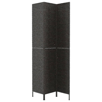 Room Divider 3-Panel Black 122x180 cm Water Hyacinth - OLBRIT