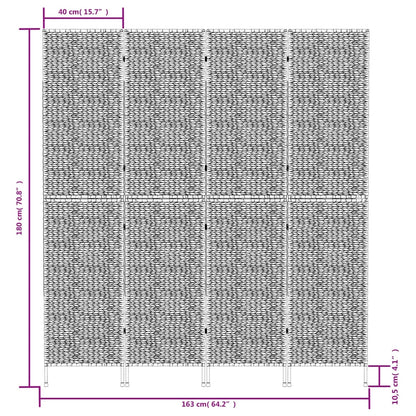 Room Divider 4-Panel 163x180 cm Water Hyacinth - OLBRIT