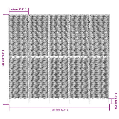 Room Divider 5-Panel 205x180 cm Water Hyacinth - OLBRIT