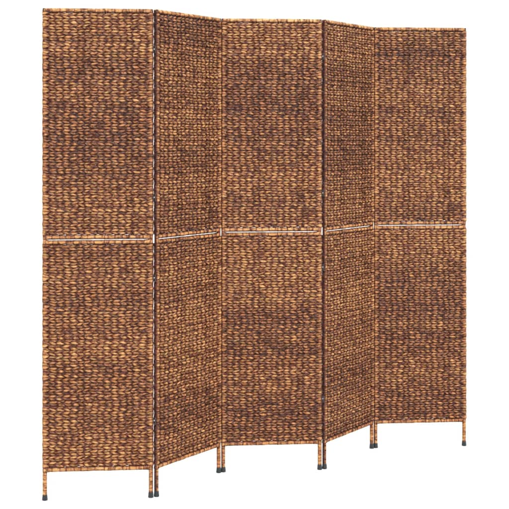 Room Divider 5-Panel Brown 205x180 cm Water Hyacinth - OLBRIT