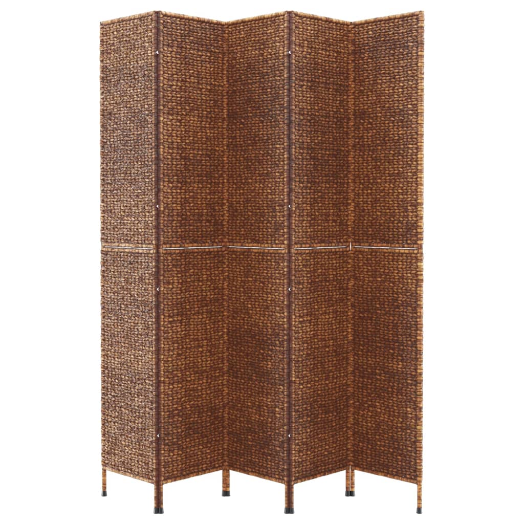 Room Divider 5-Panel Brown 205x180 cm Water Hyacinth - OLBRIT