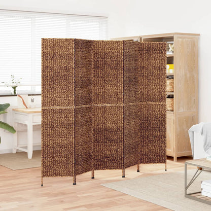 Room Divider 5-Panel Brown 205x180 cm Water Hyacinth - OLBRIT