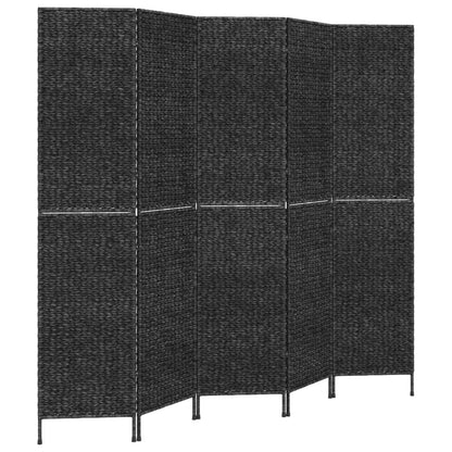 Room Divider 5-Panel Black 205x180 cm Water Hyacinth - OLBRIT