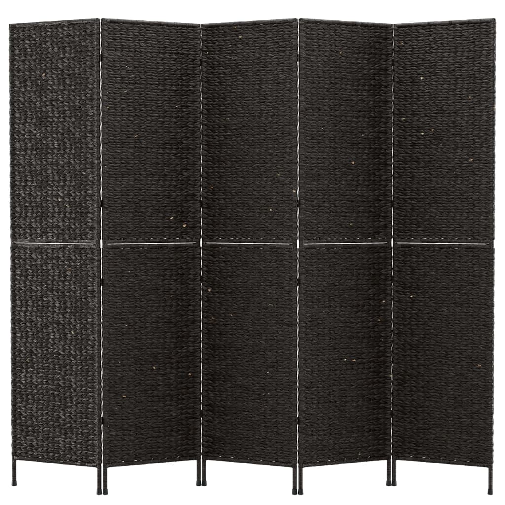 Room Divider 5-Panel Black 205x180 cm Water Hyacinth - OLBRIT