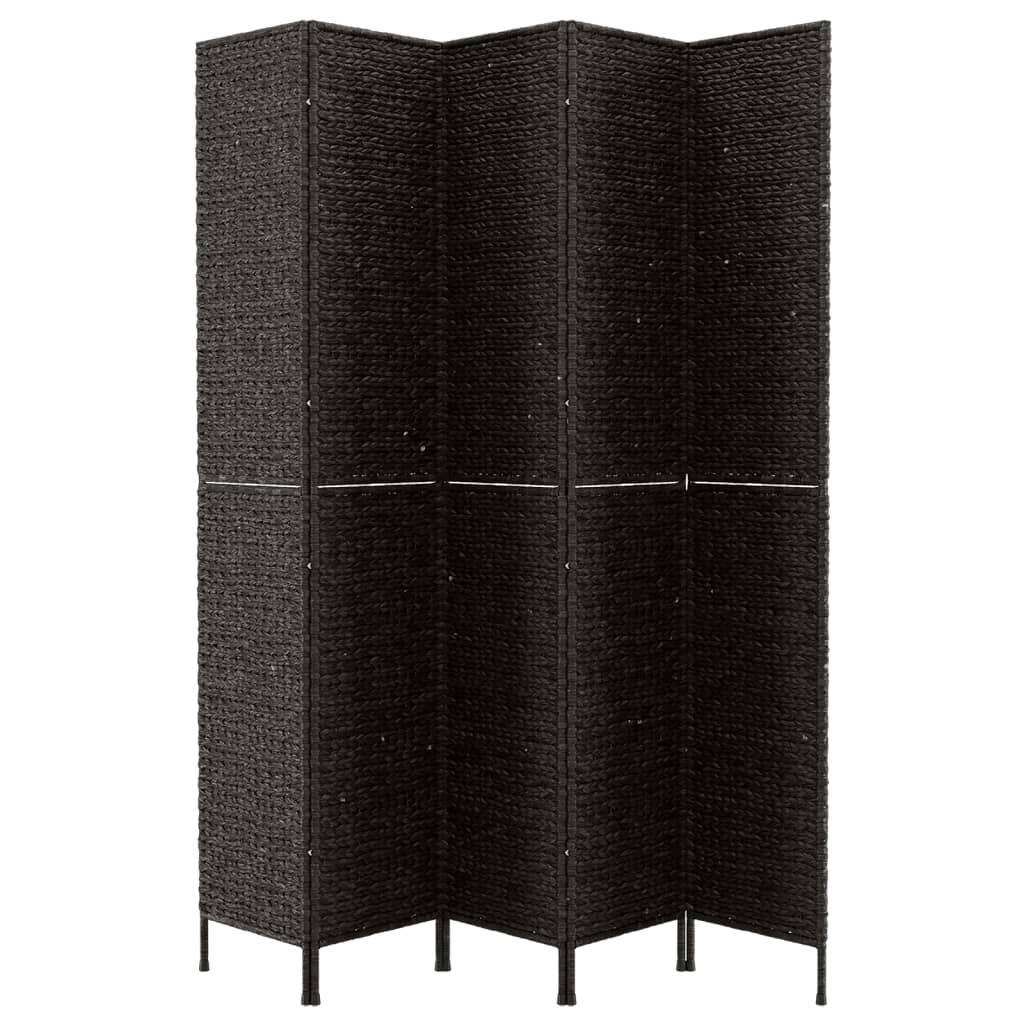 Room Divider 5-Panel Black 205x180 cm Water Hyacinth - OLBRIT