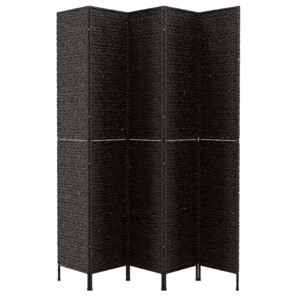 Room Divider 5-Panel Black 205x180 cm Water Hyacinth - OLBRIT