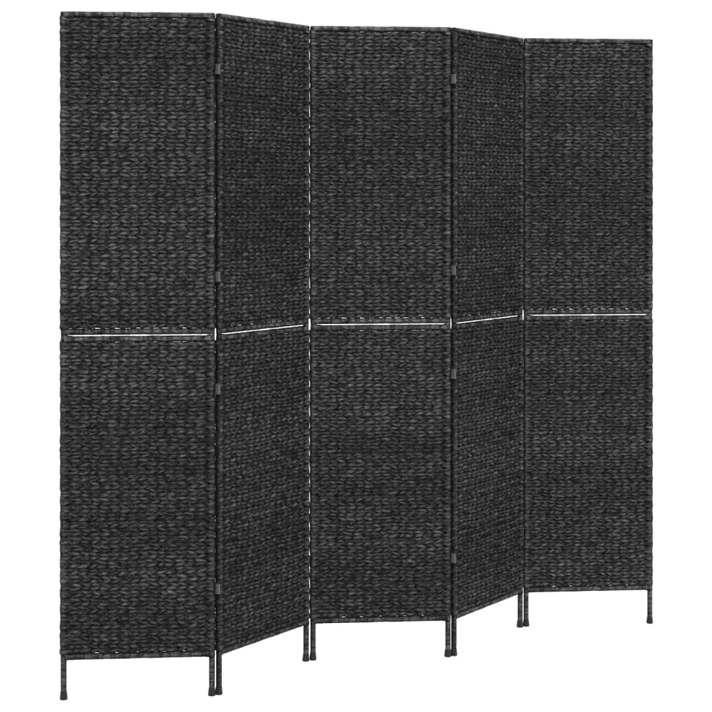 Room Divider 5-Panel Black 205x180 cm Water Hyacinth - OLBRIT