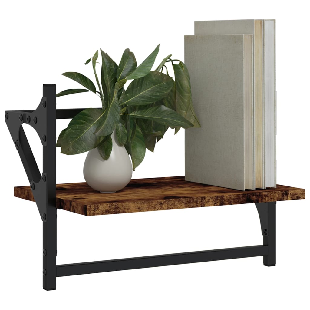 Wall Shelves with Bars 2 pcs Smoked Oak 40x25x30 cm - OLBRIT
