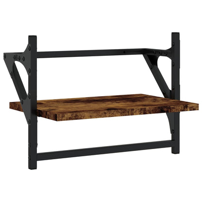Wall Shelves with Bars 2 pcs Smoked Oak 40x25x30 cm - OLBRIT