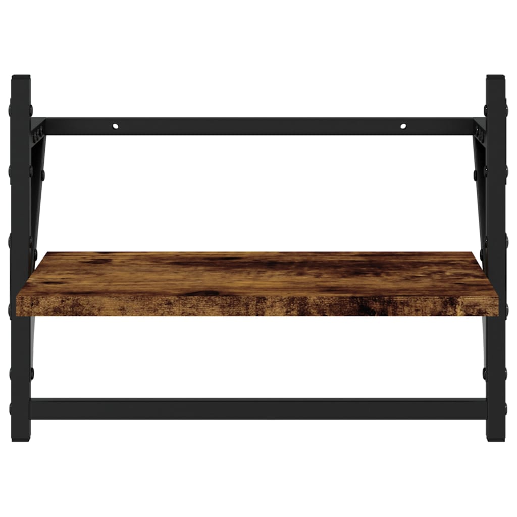 Wall Shelves with Bars 2 pcs Smoked Oak 40x25x30 cm - OLBRIT