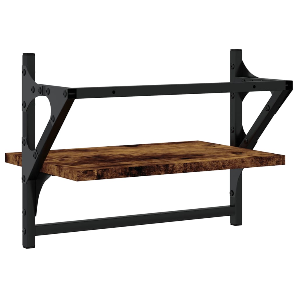 Wall Shelves with Bars 2 pcs Smoked Oak 40x25x30 cm - OLBRIT