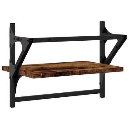 Wall Shelves with Bars 2 pcs Smoked Oak 40x25x30 cm - OLBRIT