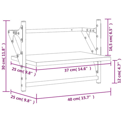 Wall Shelves with Bars 2 pcs Smoked Oak 40x25x30 cm - OLBRIT
