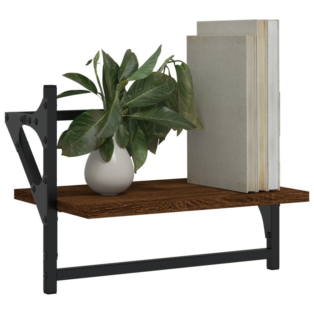 Wall Shelves with Bars 2 pcs Brown Oak 40x25x30 cm - OLBRIT