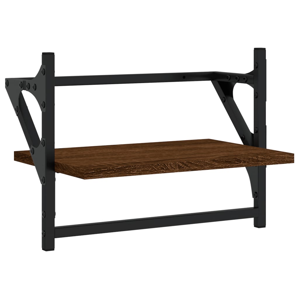 Wall Shelves with Bars 2 pcs Brown Oak 40x25x30 cm - OLBRIT