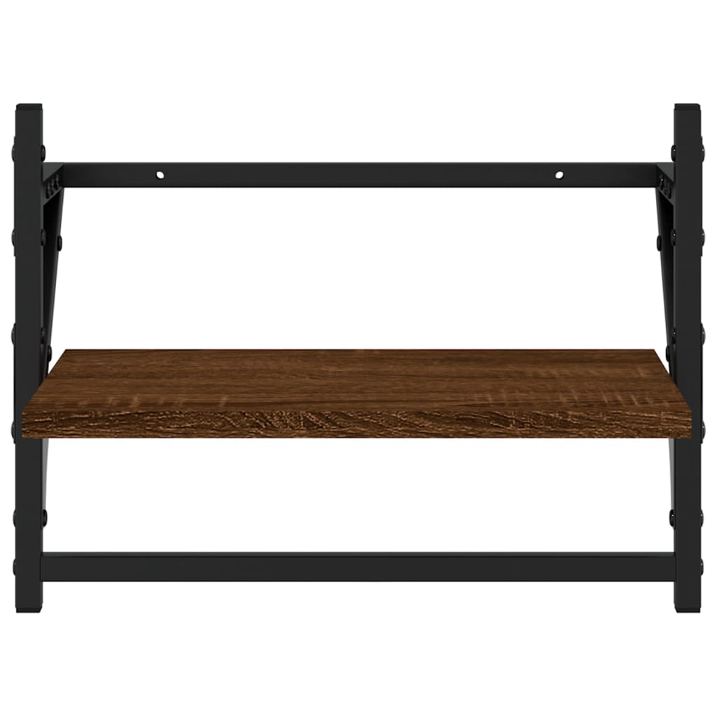 Wall Shelves with Bars 2 pcs Brown Oak 40x25x30 cm - OLBRIT